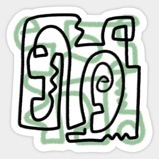 Green and Black Abstract Sticker